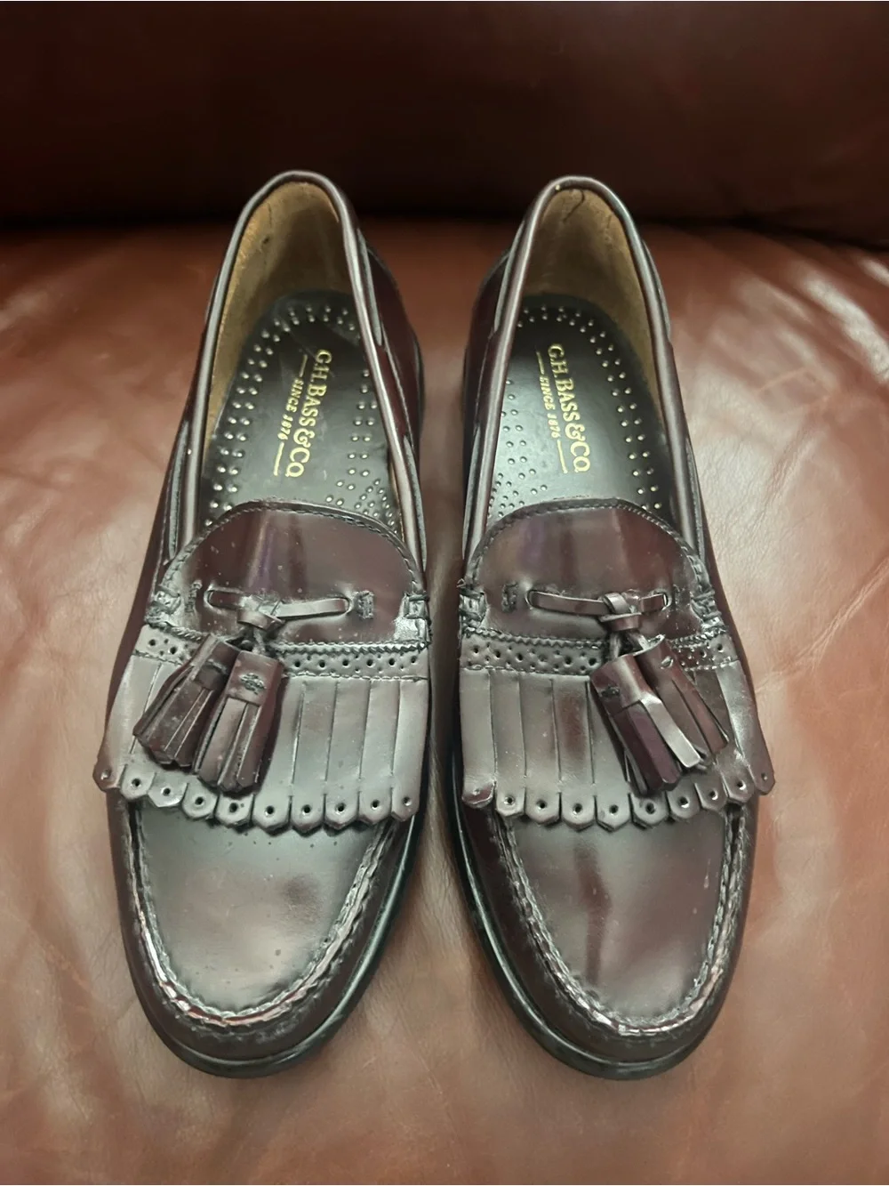 G.H. Bass & Co. Burgundy Tassel Loafers